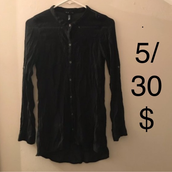🍁5/30$!! EUC Lace FANG Button Down Black Shirt - Picture 1 of 11